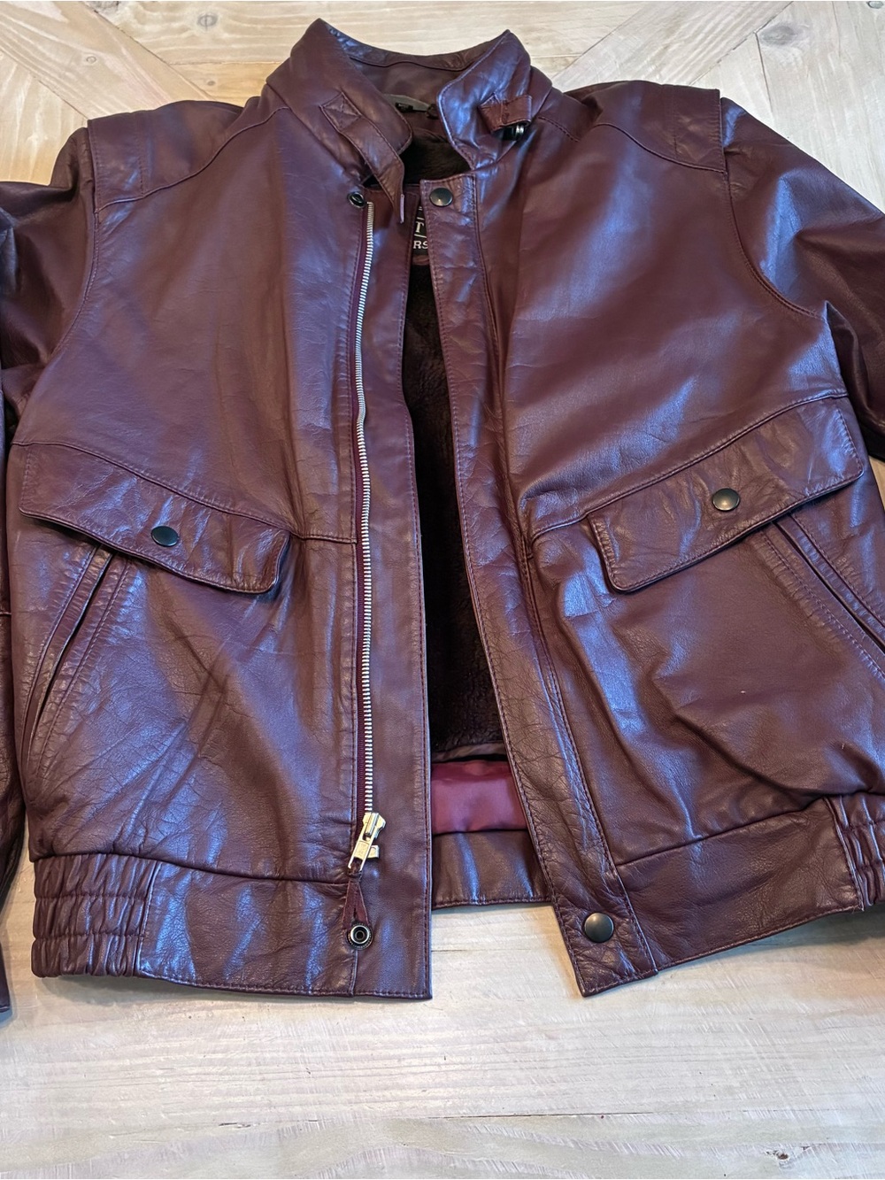 Fidelity Men's Burgundy Leather Bomber Jacket